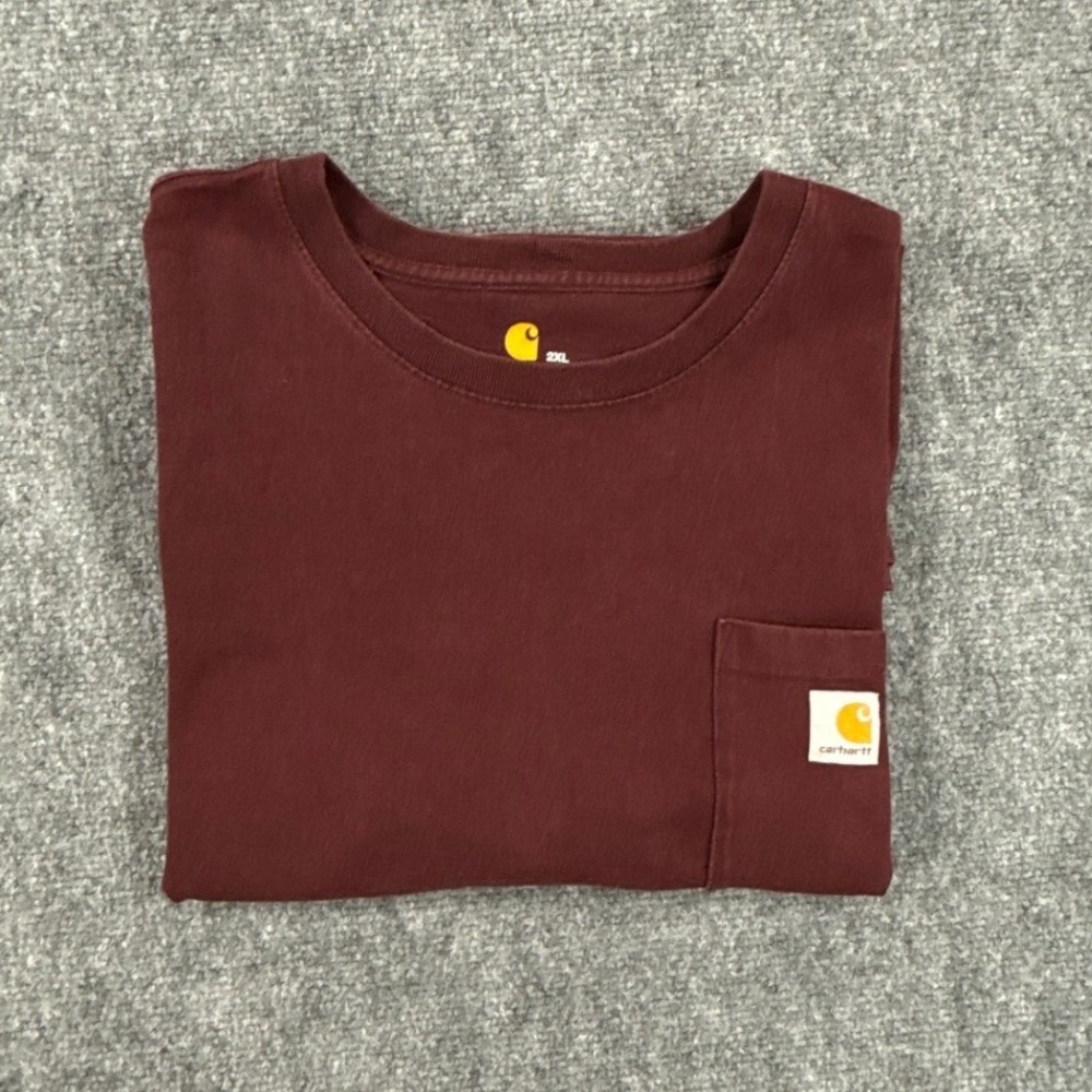 Carhartt K87 Pocket T Shirt Mens 2XL Port Burgundy Original Fit Workwear Tee